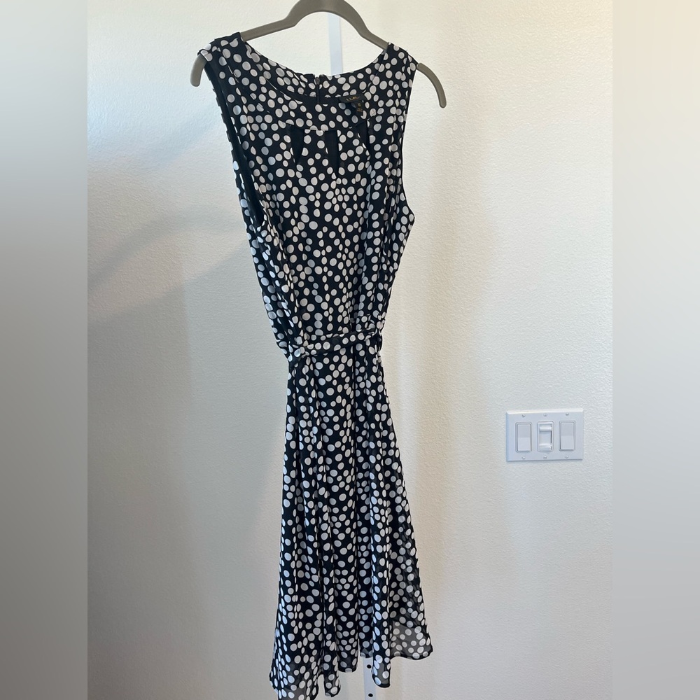 Elegant Black and White Polka Dot Dress